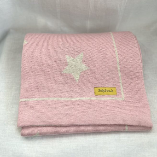 Organic cotton pink and cream stars BlankieBoo - Image 3