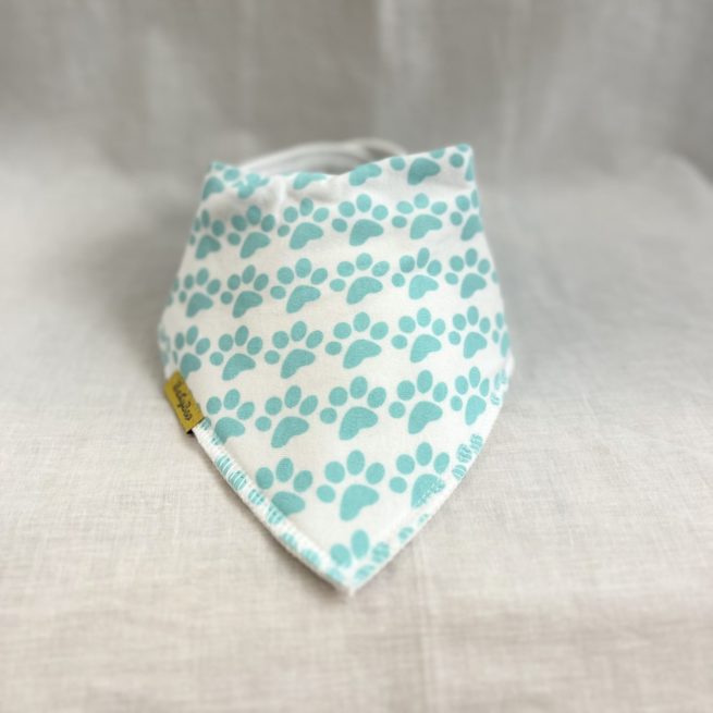 Mint puppy paws organic cotton DribbleBoo bandana bib