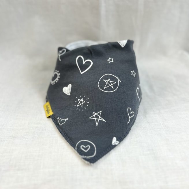 Grey Doodling organic cotton DribbleBoo bandana bib