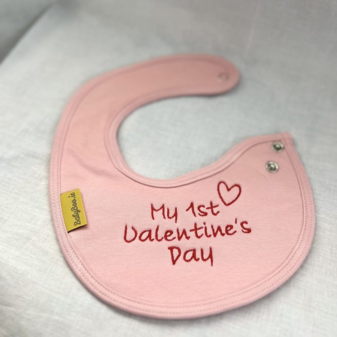 My First Valentine's Day organic cotton LittleBoo newborn bib