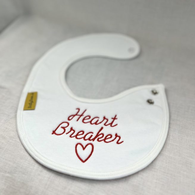 Heart Breaker organic cotton LittleBoo newborn bib