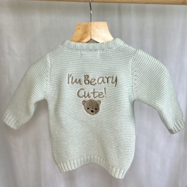 Beary cute organic cotton zipped cardigan - Image 3