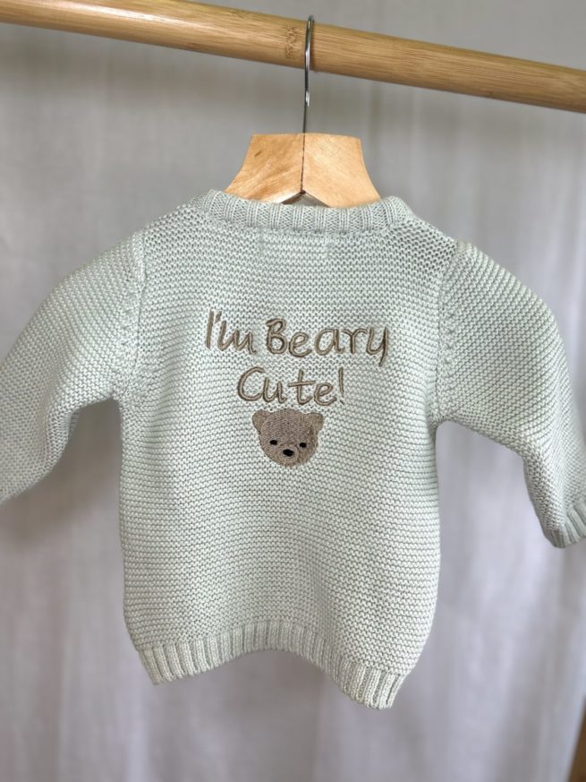 Beary cute organic cotton zipped cardigan