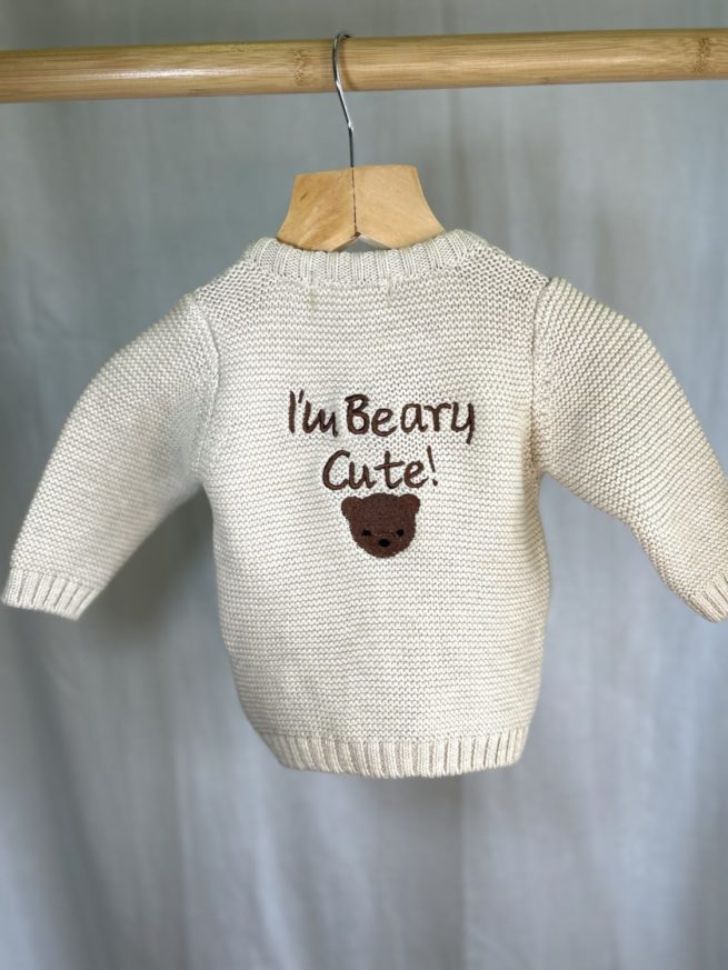 Beary cute organic cotton zipped cardigan - Image 2