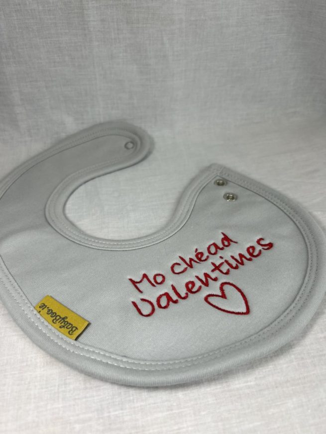 Mo Chéad Valentines organic cotton LittleBoo newborn bib - Image 2