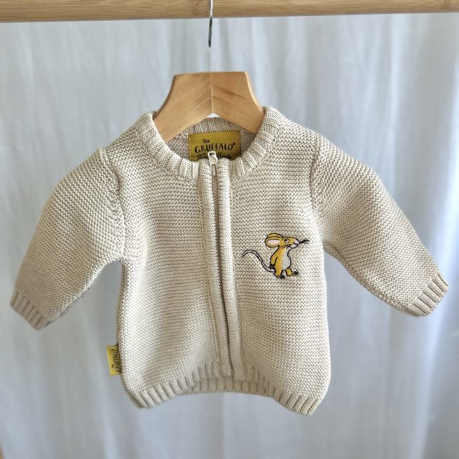 Ecru Mouse Gruffalo Organic Cotton Zipped Cardigan