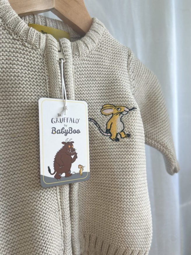 Ecru Mouse Gruffalo Organic Cotton Zipped Cardigan - Image 3