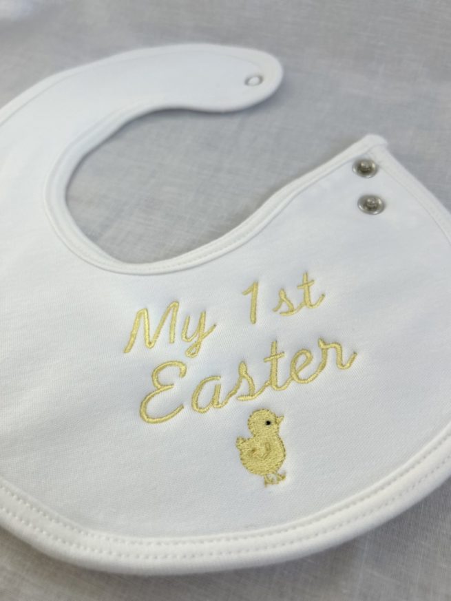 My 1st Easter organic cotton LittleBoo newborn bib - Image 3