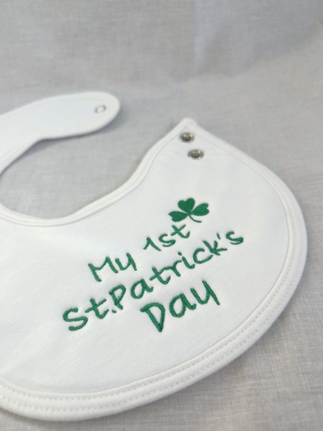 My 1st St Patrick's Day organic cotton LittleBoo newborn bib - Image 4