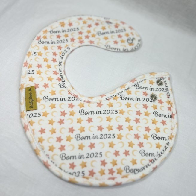 Born in 2025 organic cotton LittleBoo baby bib