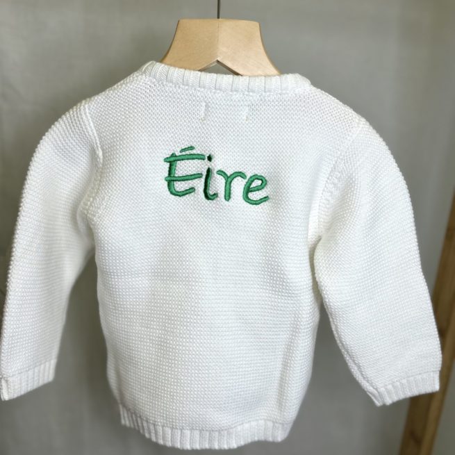 Éire White organic cotton zipped cardigan