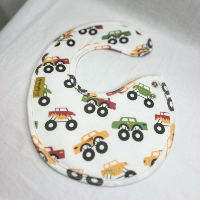 Monster Trucks organic cotton LittleBoo baby bib