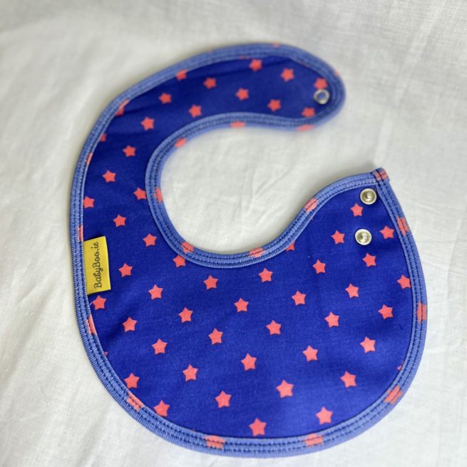 Navy with red stars organic cotton LittleBoo baby bib