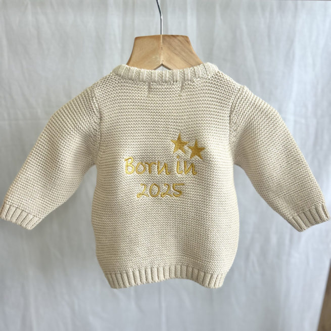 Stars Born in 2025 Organic Cotton Zipped Cardigan