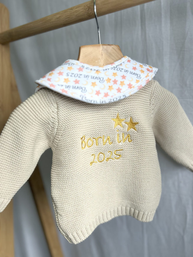 Stars Born in 2025 Organic Cotton Zipped Cardigan - Image 4