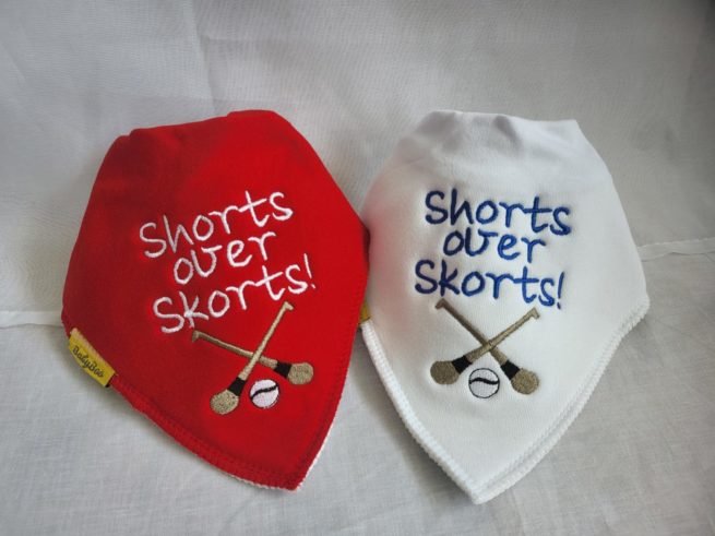 Shorts over Skorts organic cotton DribbleBoo bandana bib