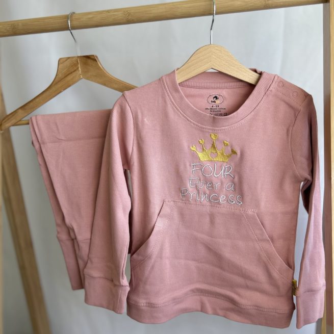 FOUR Ever a Princess Birthday Organic Cotton Loungewear Set