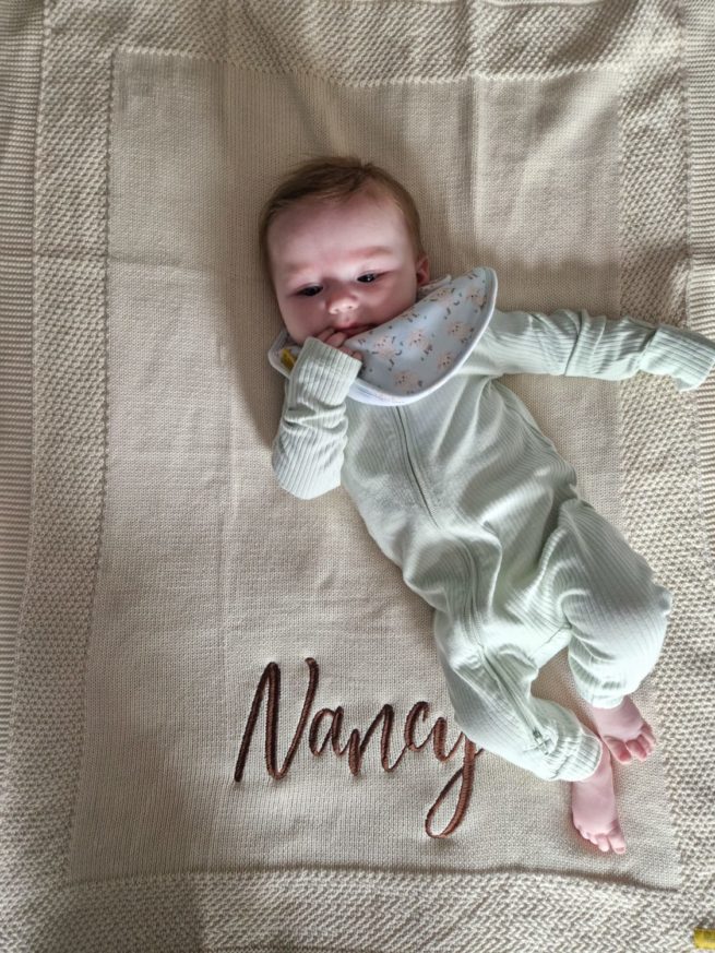 Large Cursive Personalised Organic Cotton BlankieBoo baby blanket - Image 2