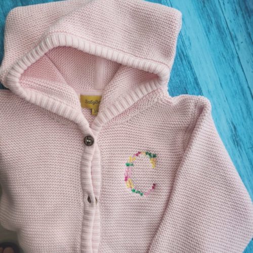 Floral Letter Organic Cotton Zipped Hoodie
