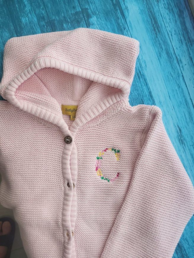 Floral Letter Organic Cotton Zipped Hoodie