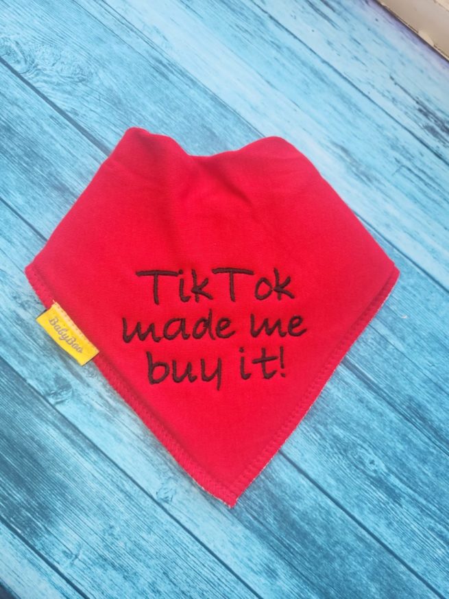 TikTok organic cotton DribbleBoo bandana bib