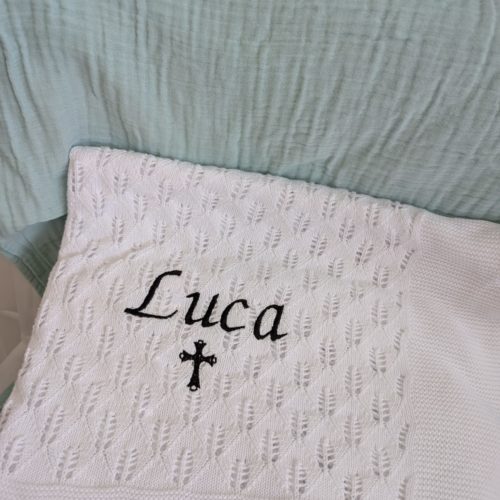 Sale - Organic cotton Delicate White Blankieboo - Luca