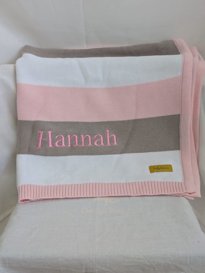 Sale - Organic cotton Pink Stripe Blankieboo - Hannah