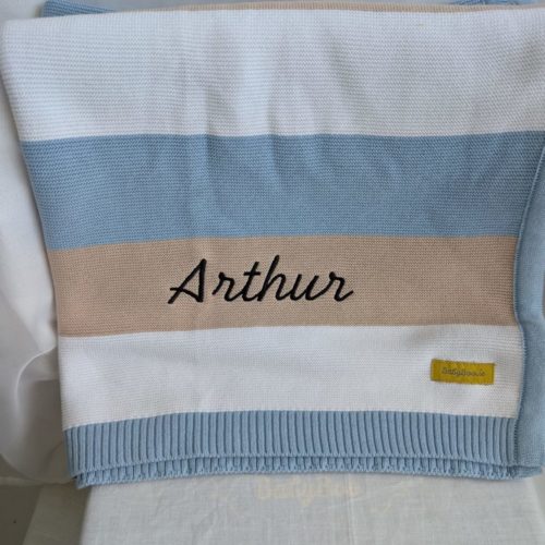 Sale - Organic cotton Blue Stripe Blankieboo - Arthur