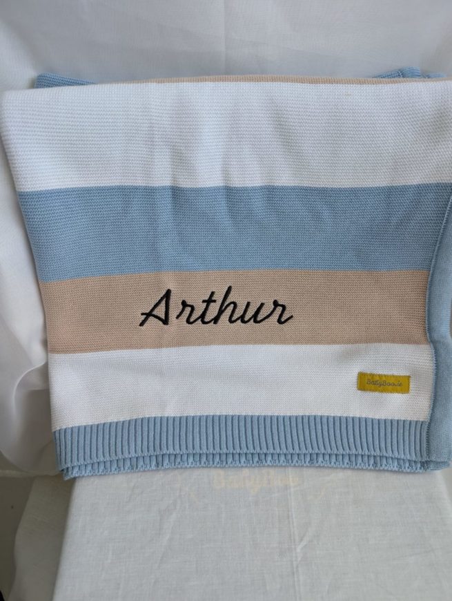 Sale - Organic cotton Blue Stripe Blankieboo - Arthur