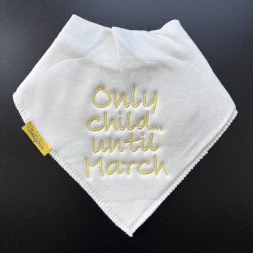 Only child.... until March organic cotton DribbleBoo bandana bib