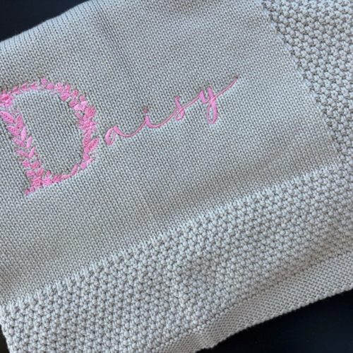 Floral name Personalised Organic Cotton BlankieBoo baby blanket