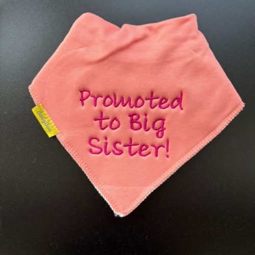 Promoted to Big Sister organic cotton DribbleBoo bandana bib