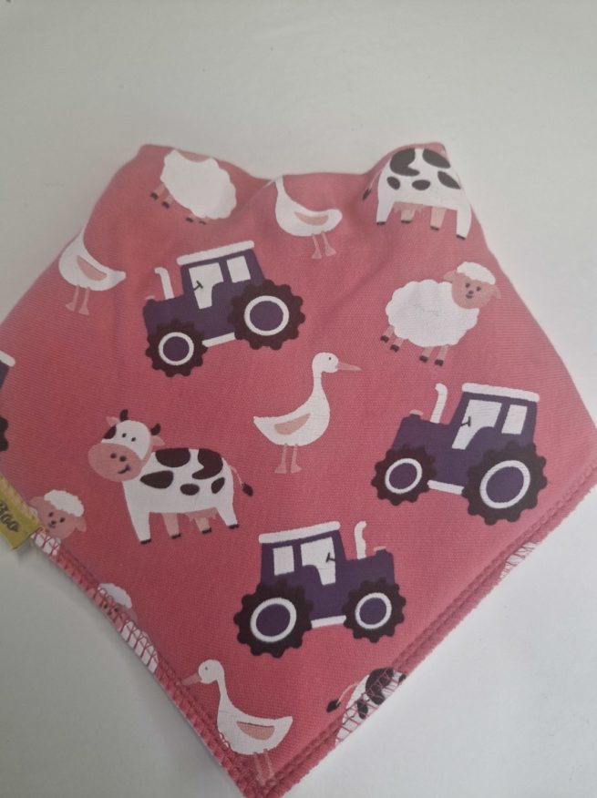 Pink Farmyard Organic cotton Dribbleboo