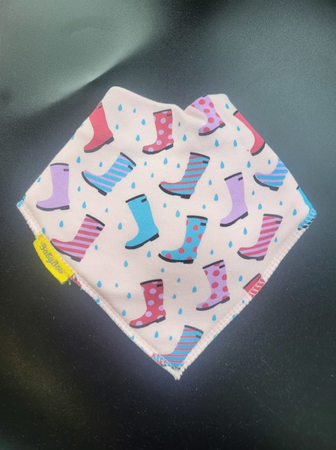 We love wellies organic cotton DribbleBoo bandana bib PINK