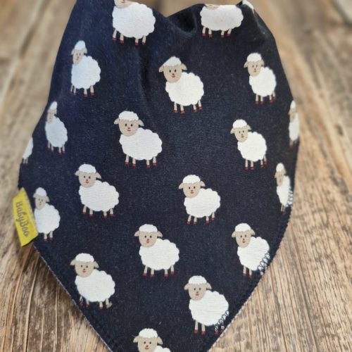 Navy Sally the sheep organic cotton DribbleBoo bandana bib