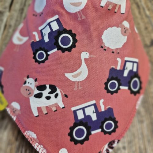Pink Farmyard Organic cotton Dribbleboo bandana bib