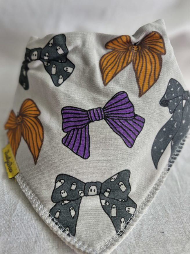Spooky bows organic cotton DribbleBoo bandana bib