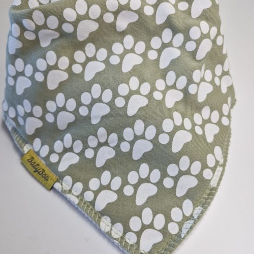 Sage puppy paws organic cotton DribbleBoo bandana bib