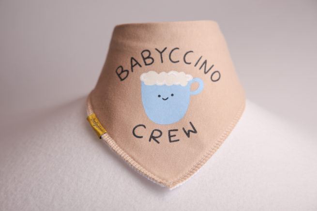 Babyccino Crew organic cotton DribbleBoo bandana bib