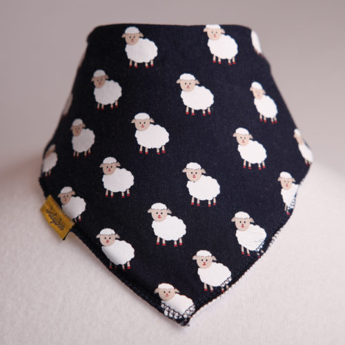 Navy Sally the sheep organic cotton DribbleBoo bandana bib