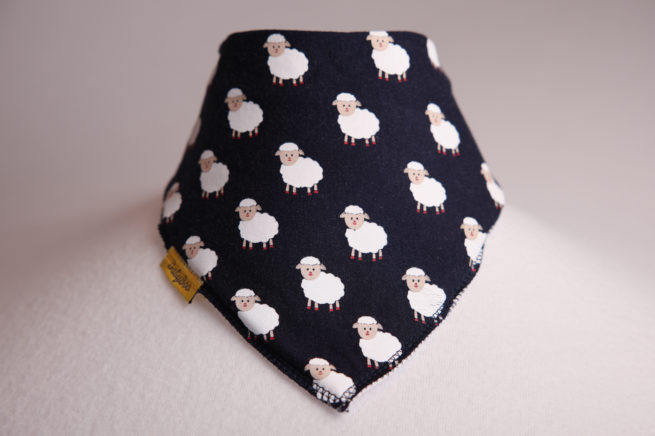 Navy Sally the sheep organic cotton DribbleBoo bandana bib