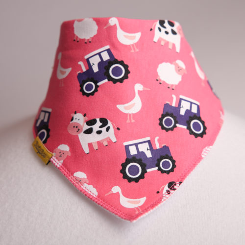 Pink Farmyard Organic cotton Dribbleboo bandana bib