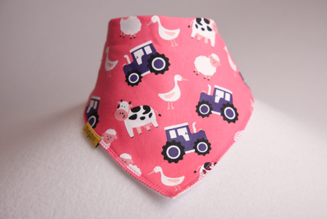 Pink Farmyard Organic cotton Dribbleboo bandana bib