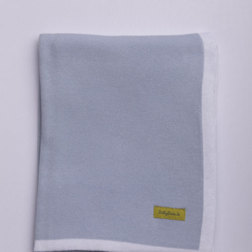 Classic border baby blue organic cotton BlankieBoo