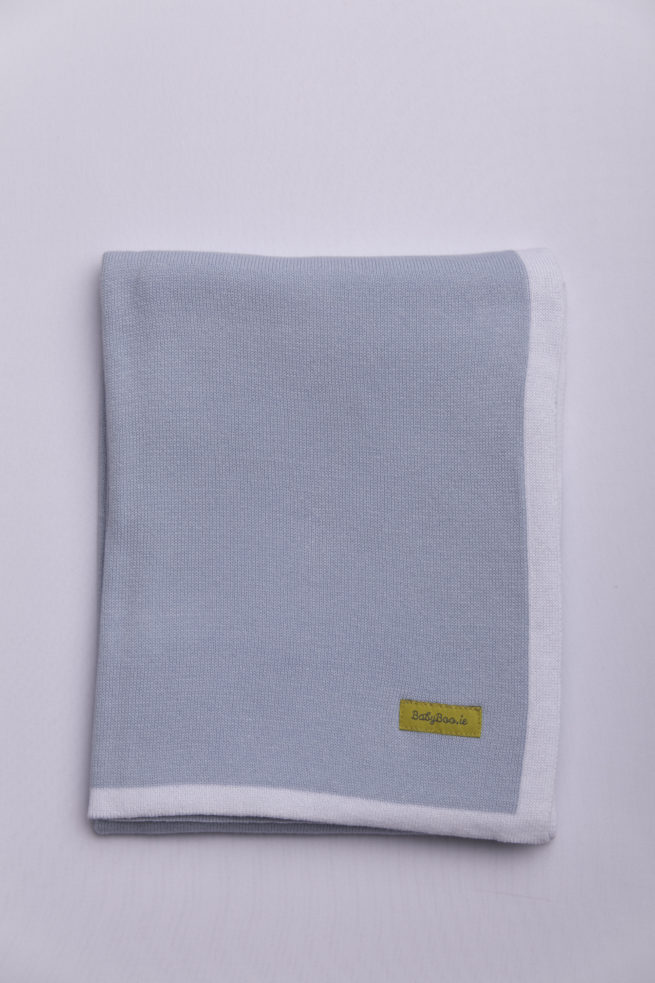 Classic border baby blue organic cotton BlankieBoo