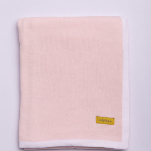 Classic border baby pink organic cotton BlankieBoo